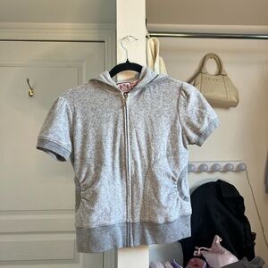 Juicy couture Gray Short Sleeve Zip-Up Hoodie